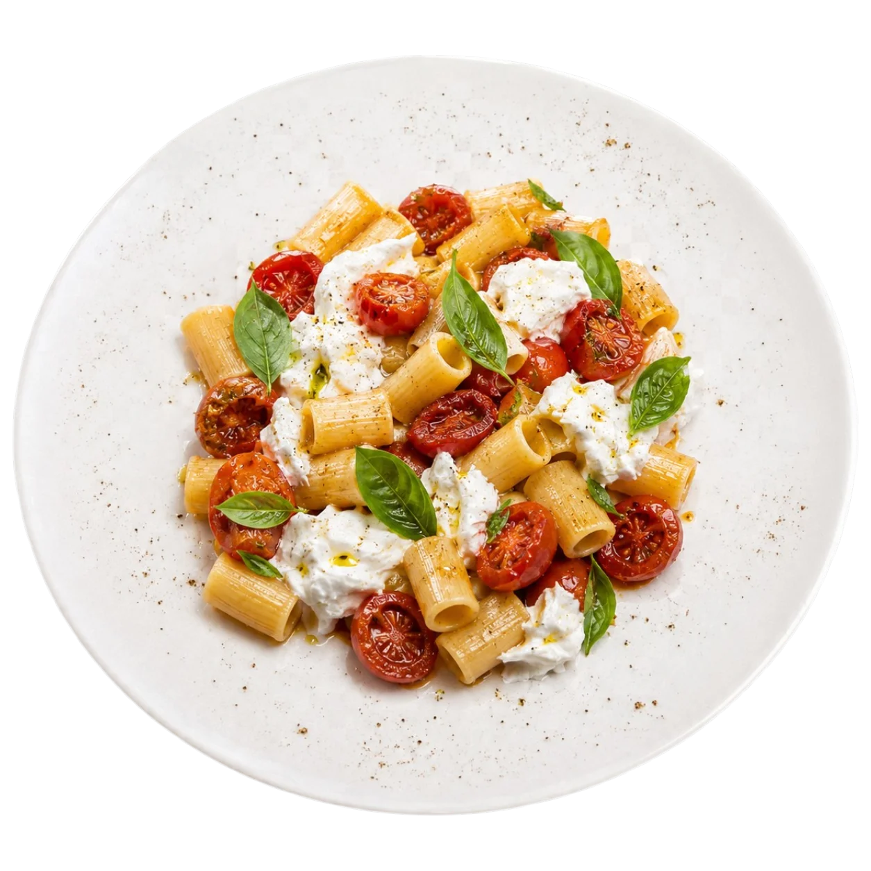 Mezzemaniche pomodorini e stracciatella